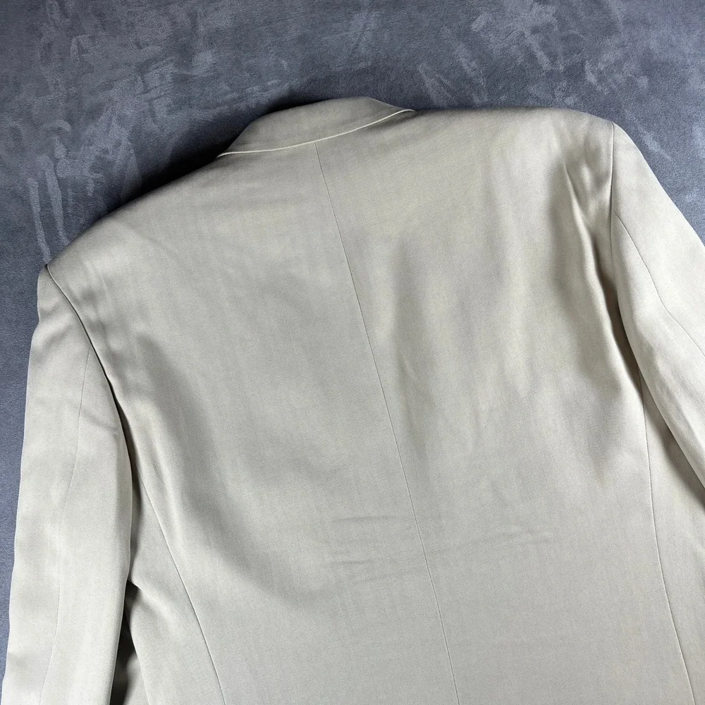 VTG Coconut Grove Mens 42 Long Blazer 100% Silk Beige Sport Coat 2 Button